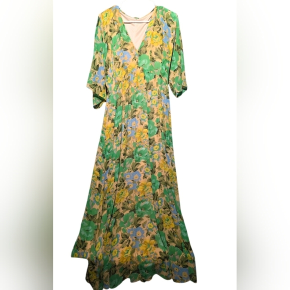 Entro EUC Small Floral V-Neck Maxi Dress PTP 22 - Picture 3 of 5